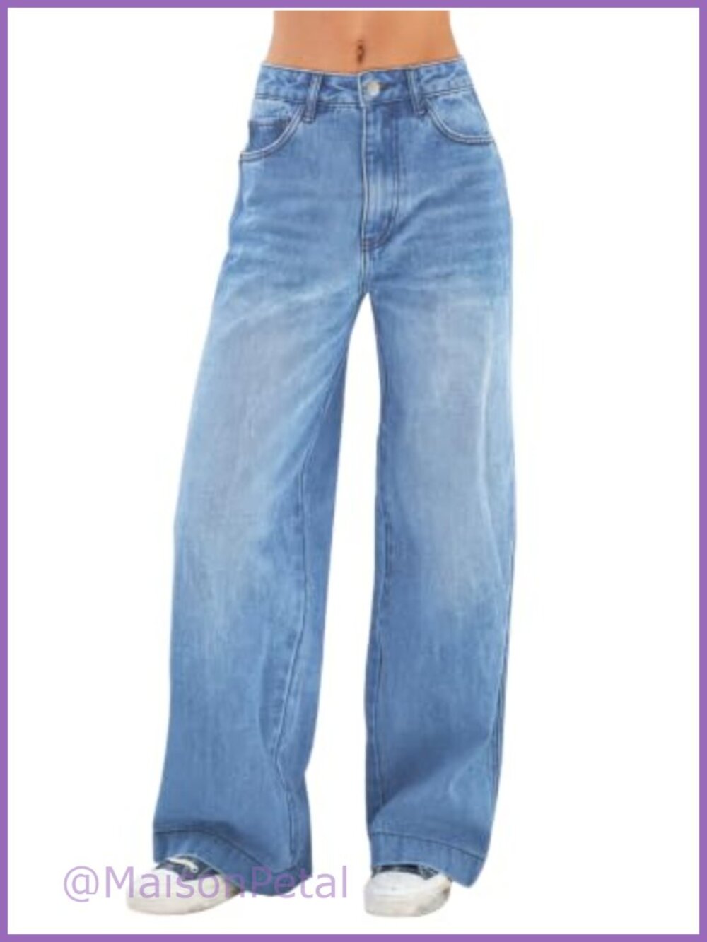 Women Wide Leg Baggy High Rise Stretchy Denim Jeans Casual Everyday